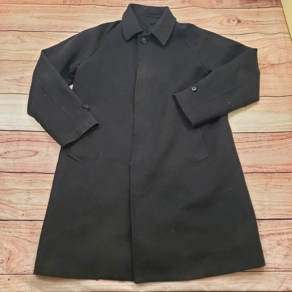 Uniqlo Jacket Mens Large Gray Button Up Trench‎ Coat Business Outdoor Adult L * - Picture 1 of 12